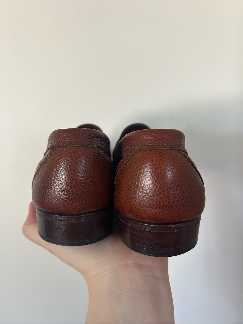 Vintage Celine Pebble-grain Leather Penny Loafers Size 40 Brown - Picture 3 of 8